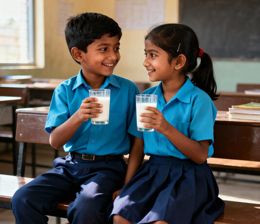गाउँपालिकाद्वारा बालबालिकालाई विद्यालयमै दैनिक एक गिलास दुध