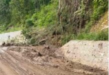 गुडिरहेको मोटरसाइकलमाथि एक्कासि पहिरो खस्दा चालक गम्भीर घाइते