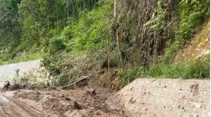 गुडिरहेको मोटरसाइकलमाथि एक्कासि पहिरो खस्दा चालक गम्भीर घाइते